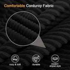 MeMoreCool Stuffed Round Pouf Ottoman Foot Rest, Floor Pouf Foot Stool with Soft Foam Chunk Filling, Round Small Ottoman Footstool Circle Footrest for Couch Living Room, Corduroy Black