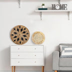 11 Pcs Boho Hanging Wall Basket Decor Handmade Woven Basket Wall Decorative Boho Wicker Baskets Placemats Round Farmhouse Bulrush Art for Rustic Home Decorations Christmas Gift(Rustic)