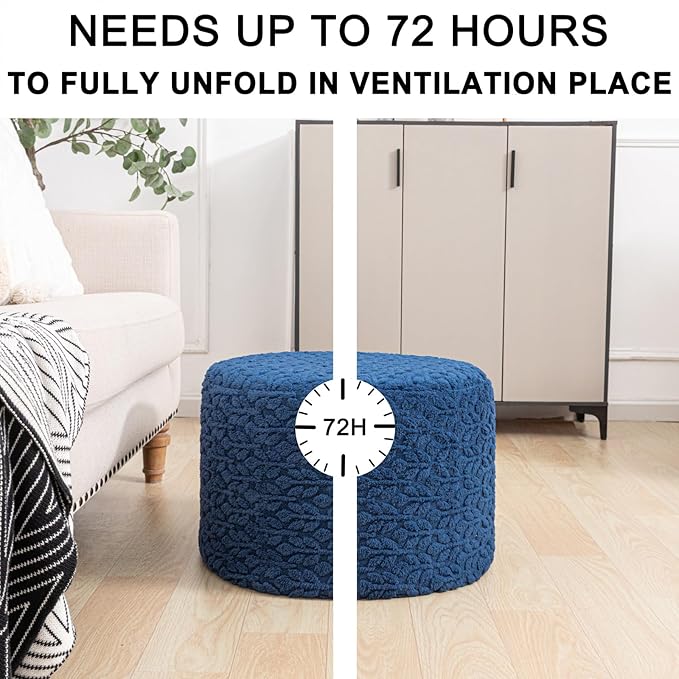 Round Pouf Ottoman 20 x 20 x 14 Inches Boho Poof Home Decor Floor Pouffe Ottoman Foot Rest for Couch Sofa Bean Bag Chairs Living Room Bedroom (Royal Blue)