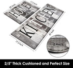 Arttown Farmhouse Anti-Fatigue Kitchen Rug Set of 2 Black Gray Wooden Cushioned Floor Standing Mat Waterproof Non-Slip Mat and PVC Ergonomic Comfort Foam Rug