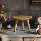 Mini Round Wooden Stool, Indoor Plant Stand Table, Decorative Wooden Stool Display Stand Modern Plant Stand Flower Pot Holder for Outdoor Indoor Home Garden Patio(L)