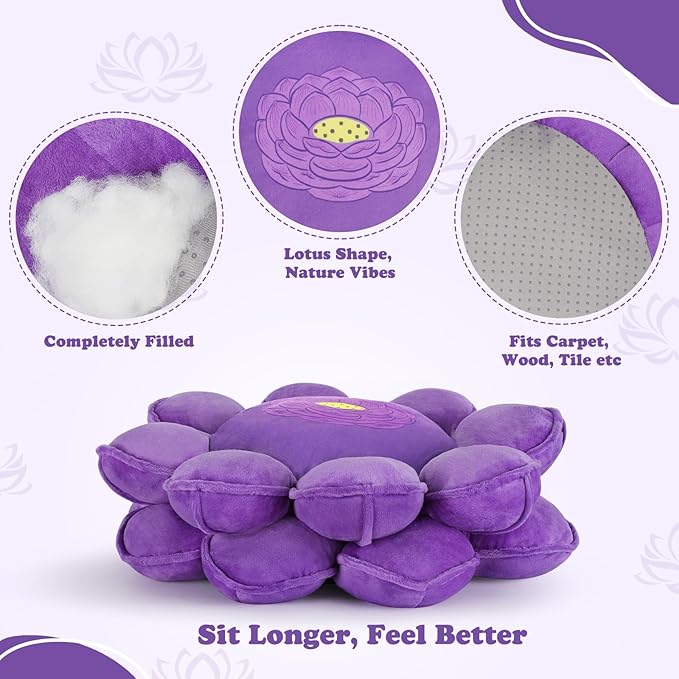 Lotus Flower Floor Pillows, Large Cushion Inspired by Lotus Flower Design, Decorative Seating for Living Room, Bedroom, and Lounge, Soft Washable Floor Cushion for Relaxation, and Family Activities