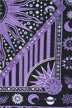 Popular Handicrafts Tapestry Wall Hanging Hippie Burning Sun Moon Bohemian Hippy Psychedelic Design Indian Tapestries Bedspread 84x90 Inches (215cm x 230cm) Purple