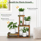 Wood Plant Stand Indoor Outdoor 4 Tiers Plant Rack Corner Planter Shelf Flower Pot Holder for Living Room Garden Patio Yard Porch (Space Saving,27.6”,Small)