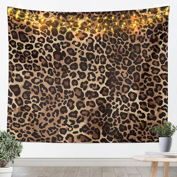 Erosebridal Leopard Print Tapestry Cheetah Decor Wall Hanging Geometric Wall Tapestry African Safari Animal Tapestries Modern Abstract Pattern for Kid Boy Men Artwork Medium 59x59