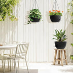 3 Pack 10 Hanging Flower Pots with Chains Self Watering Plastic Planters for Indoor Outdoor Plants, Sturdy Triangular Iron Chain Design for Garden PorchPlastic Hanging Flower pots (3, Black)