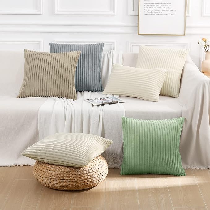 Simmore Decorative Spring Euro Sham Throw Pillow Covers 22x22 Set of 2, Soft Natural Plush Flannel Double-Sided Fluffy Couch Pillow Covers for Sofa Living Room, Grey