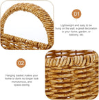 TEHAUX Hand Woven Hanging Basket for Kitchen Storage Lightweight Wall Mounted Rattan Style Organizer 7.08X5.90X5.11 Inches Space-Saving Container for Household Sundries