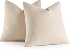 MIULEE Pack of 2 Cream Decorative Pillow Covers 20x20 Inch Soft Chenille Couch Spring Throw Pillows Farmhouse Cushion Covers for Home Decor Sofa Bedroom Living Room