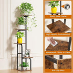5 Tier Plant Stand Indoor, Plant Shelf for Multiple Plants, Flower Pot Holder Shelf, Planter Display Rack for Patio Garden Balcony Living Room Bedroom Decor, Rustic Brown