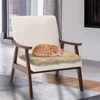 Softlife Square Faux Fur Sheepskin Chair Cover Seat Cushion Pad Super Soft Area Rugs for Living Bedroom Sofa (1.6ft x 1.6ft, White-Brown Tip) 1 pack