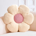 Flower Pillow, Ivory Daisy Decorative Throw Pillows for Bed Couch, Cute Plush Aesthetic Pillow, Soft 19.6" Floor Seat Cushion