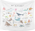 WARDOS Ocean Nursery Alphabet Tapestry, Sea Animals Kids Tapestry Wall Hanging, ABC Alphabet Educational Wall Blanket Decor for Classroom Toddler Kids Nursery Bedroom Playroom, 50x60 Inch