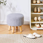 YMYNY Round Pouf Ottoman Small Foot Stool Faux Fur Foot Rest for Couch Modern Boho Footstools with Wood Legs for for Living Room Bedroom Office 12.6" D×12.6" W×12.6" H Grey UHBD035G
