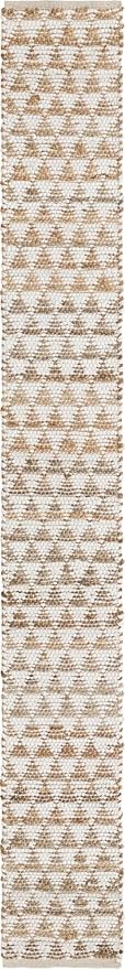 Unique Loom Chindi Jute Collection Area Rug (1' 2" x 10' Table Runner, White/ Natural)