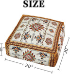 Unstuffed Pouf Cover Ottoman Footrest Bohemian Chenille Foot Stool Floor Bean Bag 20x20x8 Inches for Living Room Bedroom Home Decor (Mustard Yellow, Square)