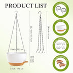 12 Inch Hanging Baskets 2 PC with Chains, Self-Watering Hanging Planters for Indoor Outdoor Plants, Plastic Hanging Flower Pots,White Brown