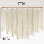 Jakalin Macrame Wall Hanging White Beads Boho Wall Decor for Living Room Bedroom or Nursery Texture Yarn Wall Art 57" W × 43" L