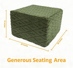 Fluffy Square Ottoman Pouf with All-in-One Foam Filling 20 x 14 Inches Furry Ottoman Foot Rest Foot Stool for Living Room or Bedroom (Green)