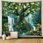 Jhdstore Tree of Life Tapestry for Bedroom Green Forest Tapestry Home Decor Bedroom Living Room Decor Tapestries Wall Hanging Magic Forest Wall Hanging 36"x48"