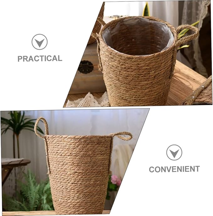 Handmade Rattan Flower Basket Decorative Plant Pot for Indoor Plants Vase Filler Boho Decor