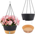 ZMTECH 2 Pack 12 Inch Hanging Planters for Indoor Plants, Large Gray Self Watering Hanging Planter with Water Level Window, Drainage & Adjustable Chain, Outdoor Flower Pots for Patio