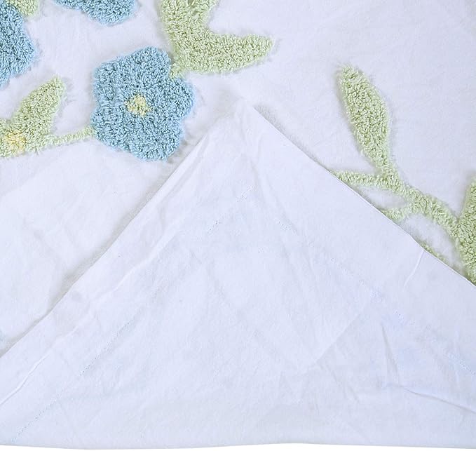 Better Trends Bloomfield Collection is Super Soft and Light Weight in Floral Design 100% Cotton Tufted Unique Luxurious Machine Washable Tumble Dry, Standard Sham, Blue