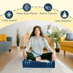 Wellsin Solid Square Floor Pillows for Adults Kids - Large Meditation Floor Pillow Seating Cushion with Thick Foam & Washable Velvet Cover, 2 Pack, 22x22x5 Inch, Dark Blue