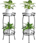 2 Pack Plant Stand Indoor Outdoor, 2 Tier 27" Tall Metal Plant Stand Shelf, Heavy Duty Flower Pot Shelf for Corner, Patio, Garden, Office, Living Room