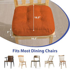 Chair Cushions for Dining Chairs, Dining Chair Cushions, Tufted Indoor Chair Pads with Ties & Non Slip Backing, Seat Cushions for Kitchen Chairs 16.5” x 16.5” x 3.5”, Set of 6, Orange