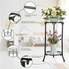 Plant Stand Indoor 2-Tier,20.3 Outdoor Tall Metal Plant Stands Black,Single Corner Heavy Duty Potted Holder Rack Rustproof,Flower Pot Stand for Planter Garden Balcony Patio Office Home