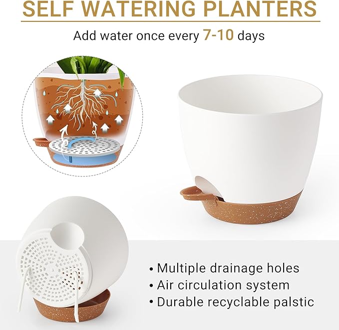Mkono 3 Pack Hanging Planters for Indoor Plants with Self Watering, Outdoor Hanging Plant Pots with 35"/29"/23" Macrame Plant Hangers, 2 Types of Hanging Baskets for Garden Home Decor