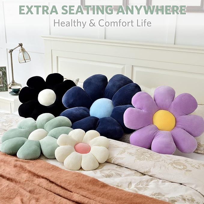 Sioloc Flower Shaped Throw Pillow, Butt Cushion, Floor Pillow,Seating Cushion, Room Decor & Plush Pillow for Bedroom Sofa Chair(Green,23.6'')