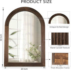 LOSOUR Arched Mirror, Farmhouse Decor Solid Wood Frame Wall Mirror, Bathroom Mirrors, Large Vintage Mirror for Bathroom, Living Room,Bedroom, Entryway, Hallway,Foyer (Coffee, 20inch*30inch)