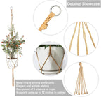 3 Pack Macrame Plant Hanger Indoor, 35 41 47 Inch Handmade Boho Hanging Planter Basket with Screw Hooks S-Hooks and Extension Rope for Indoor Plants Home Decor (POTS NOT Included) (Brown)