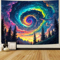 Dermijer Galaxy Space Tapestry Colorful Starry Sky Wall Tapestry Trippy Pine Forest Mountain Tapestries Fantasy Cosmic Landscape Tapestries Wall Hanging Decor for Home 78.7L x 59.1W