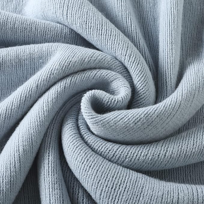 Homiest Decorative Knitted Throw Blanket with Fringe Soft & Cozy Tassel Blanket for Couch Sofa Bed (Baby Blue,50x60)