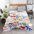 Rainbow Bow Throw Blanket Trendy Preppy Blanket Coquette 60"x80" Flannel Soft Cute Bow Decor Lightweight Aesthetic Plush Room Decor for Sofa Couch Travel Bed Christmas Halloween Decoration