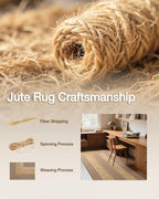LUMI 3x8 Jute and Raffia Braided Runner Rug for Hallway, Natural Rustic Carpet Non Slip, Area Mat Indoor High Traffic for Living Room, Entryway, Kitchen, Laundry