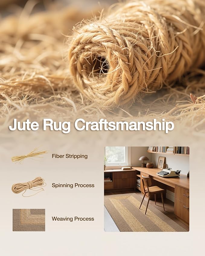 LUMI 3x7 Jute and Raffia Braided Runner Rug for Hallway, Natural Rustic Carpet Non Slip, Area Mat Indoor High Traffic for Living Room, Entryway, Kitchen, Laundry