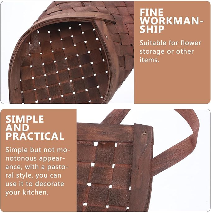 Luxshiny Rustic Style Woven Wall Storage Basket 12.20X6.69X2.55In Hanging Organizer for Flowers Plants Kitchen Bathroom Decorative and Versatile Storage