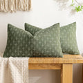 MIULEE Pack of 2 Decorative Vintage Burlap Linen Spring Throw Pillow Covers Modern Farmhouse Pillowcase Rustic Woven Textured Cushion Cover for Sofa Couch Bed 12x20 Inch Olive Green