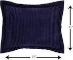 Better Trends Chenille Bedspreads Full/Double Size, Navy 100% Cotton Chenille Stripe Design Tufted Bedding Coverlet Soft Lightweight, 96"x110" with 2 Sham, 3 Pieces Set Jullian Collection