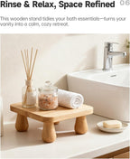 100% Solid Wood Plant Stand Indoor, Wooden Stool Display Stand, Riser Flower Pot Holder, Modern Plants Rack, Small Planter Tray for Home Decor, Living Room, Gardening, Natural (1PC)
