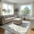 Area Rug 8x10 Rug Machine Washable Non-Slip Low Pile Print Pattern Western Rug for Living Room Bedroom Entryway Tribal Series -Navywhite/Black