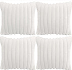 4 Pack 18x18 Pillow Cover Velvet Pillow Covers, Faux Fur Square Throw Pillow Covers for Living Room Decorations Throw Pillow Case, Throw Pillow Cover Cushion Cover for Home Car, Ice Cream