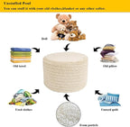 Asuprui 20x14 Inch Unstuffed Ottoman Pouf Cover – Lightweight Foot Rest, Floor Bean Bag Chair, Storage Pouf for Living Room, Bedroom & Balcony (Filler Not Included) (Cream)