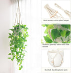 Mkono 2 Packs Fake Hanging Plant with Lights, Artificial Plants for Home Decor Indoor Macrame Plant Hanger with Fake Vines Greenery for Bedroom Bathroom Kitchen Office Decor