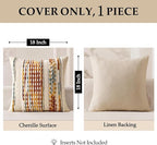 ANRODUO Pack of 1 Boho Decorative Throw Pillow Covers 18x18 Farmhouse Cushion Case Striped Chenille Pillow Cases Square Pillow Covers Accent Neutral Pillowcase for Sofa Couch Bed,Brown Stripe