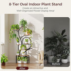 Plant Stand Indoor with Grow Lights - 60" Tall Plant Shelf, Indoor Plant Lighting Stands, 8 Tiered Flower Holder, S-Shaped Decorative Rack for Living Room, Rustic Brown and Black PSHR170E01